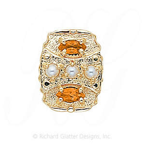 GS268 PL/CIT - 14 Karat Gold Slide with Pearl center and Citrine accents 